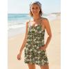 Ekouaer Rompers for Women Summer Sleeveless Shorts Casual Spaghetti Strap Jumpsuits with Pockets Beach Vacation Outfits S-XXL(Olive Green Floral)
