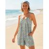 Ekouaer Rompers for Women Summer Sleeveless Shorts Casual Spaghetti Strap Jumpsuits with Pockets Beach Vacation Outfits S-XXL(White Daisy Floral)