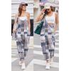 Ekouaer Womens Jumpsuit Sleeveless Casual Summer Overalls Jumpers Spaghetti Strap Baggy Long Pants Rompers with Pockets(Grey Geometric Ethnic)