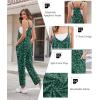 Ekouaer Womens Jumpsuit Sleeveless Casual Summer Overalls Jumpers Spaghetti Strap Baggy Long Pants Rompers with Pockets(White Floral Green)