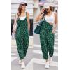 Ekouaer Womens Jumpsuit Sleeveless Casual Summer Overalls Jumpers Spaghetti Strap Baggy Long Pants Rompers with Pockets(White Floral Green)