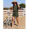 Ekouaer Women’s Romper with Pockets Summer Short Jumpsuit Casual Cap Sleeve Drawstring One Piece Lounge Vacation Beach Outfit(Army Green)