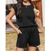 Ekouaer Women’s Romper with Pockets Summer Short Jumpsuit Casual Cap Sleeve Drawstring One Piece Lounge Vacation Beach Outfit(Black)