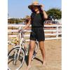 Ekouaer Women’s Romper with Pockets Summer Short Jumpsuit Casual Cap Sleeve Drawstring One Piece Lounge Vacation Beach Outfit(Black)
