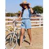Ekouaer Women’s Romper with Pockets Summer Short Jumpsuit Casual Cap Sleeve Drawstring One Piece Lounge Vacation Beach Outfit(Blue)