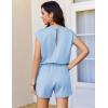 Ekouaer Women’s Romper with Pockets Summer Short Jumpsuit Casual Cap Sleeve Drawstring One Piece Lounge Vacation Beach Outfit(Blue)