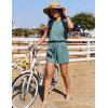 Ekouaer Women’s Romper with Pockets Summer Short Jumpsuit Casual Cap Sleeve Drawstring One Piece Lounge Vacation Beach Outfit(Green)
