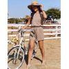 Ekouaer Women’s Romper with Pockets Summer Short Jumpsuit Casual Cap Sleeve Drawstring One Piece Lounge Vacation Beach Outfit(Khaki)