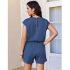Ekouaer Women’s Romper with Pockets Summer Short Jumpsuit Casual Cap Sleeve Drawstring One Piece Lounge Vacation Beach Outfit(Navy)