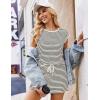 Ekouaer Womens Rompers for Summer Casual One Piece Short Jumpsuit 2026 Striped Cap Sleeve Beach Clothes Travel Outfits(Beige Striped)