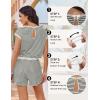 Ekouaer Womens Rompers for Summer Casual One Piece Short Jumpsuit 2026 Striped Cap Sleeve Beach Clothes Travel Outfits(Beige Striped)