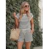 Ekouaer Womens Rompers for Summer Casual One Piece Short Jumpsuit 2026 Striped Cap Sleeve Beach Clothes Travel Outfits(Beige Striped)