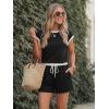 Ekouaer Womens Rompers for Summer Casual One Piece Short Jumpsuit 2026 Striped Cap Sleeve Beach Clothes Travel Outfits(Black)