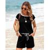 Ekouaer Womens Rompers for Summer Casual One Piece Short Jumpsuit 2026 Striped Cap Sleeve Beach Clothes Travel Outfits(Black)