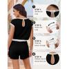 Ekouaer Womens Rompers for Summer Casual One Piece Short Jumpsuit 2026 Striped Cap Sleeve Beach Clothes Travel Outfits(Black)
