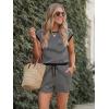 Ekouaer Womens Rompers for Summer Casual One Piece Short Jumpsuit 2026 Striped Cap Sleeve Beach Clothes Travel Outfits(Black Striped)