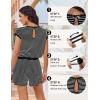 Ekouaer Womens Rompers for Summer Casual One Piece Short Jumpsuit 2026 Striped Cap Sleeve Beach Clothes Travel Outfits(Black Striped)