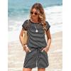 Ekouaer Womens Rompers for Summer Casual One Piece Short Jumpsuit 2026 Striped Cap Sleeve Beach Clothes Travel Outfits(Black Striped)