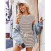 Ekouaer Womens Rompers for Summer Casual One Piece Short Jumpsuit 2026 Striped Cap Sleeve Beach Clothes Travel Outfits(Brown Beige Striped)