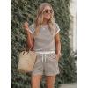 Ekouaer Womens Rompers for Summer Casual One Piece Short Jumpsuit 2026 Striped Cap Sleeve Beach Clothes Travel Outfits(Brown Beige Striped)