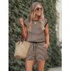 Ekouaer Womens Rompers for Summer Casual One Piece Short Jumpsuit 2026 Striped Cap Sleeve Beach Clothes Travel Outfits(Brown Striped)