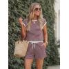 Ekouaer Womens Rompers for Summer Casual One Piece Short Jumpsuit 2026 Striped Cap Sleeve Beach Clothes Travel Outfits(Dark Red Striped)