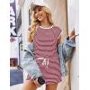 Ekouaer Womens Rompers for Summer Casual One Piece Short Jumpsuit 2026 Striped Cap Sleeve Beach Clothes Travel Outfits(Dark Red Striped)