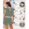 Ekouaer Womens Rompers for Summer Casual One Piece Short Jumpsuit 2026 Striped Cap Sleeve Beach Clothes Travel Outfits(Green Striped)