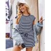 Ekouaer Womens Rompers for Summer Casual One Piece Short Jumpsuit 2026 Striped Cap Sleeve Beach Clothes Travel Outfits(Navy Blue Striped)