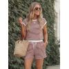 Ekouaer Womens Rompers for Summer Casual One Piece Short Jumpsuit 2026 Striped Cap Sleeve Beach Clothes Travel Outfits(Pink Striped)