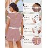 Ekouaer Womens Rompers for Summer Casual One Piece Short Jumpsuit 2026 Striped Cap Sleeve Beach Clothes Travel Outfits(Pink Striped)