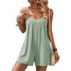 Ekouaer Rompers for Women Summer Sleeveless Shorts Casual Spaghetti Strap Jumpsuits with Pockets Beach Vacation Outfits S-XXL(Light Green)