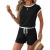 Ekouaer Womens Rompers for Summer Casual One Piece Short Jumpsuit 2026 Striped Cap Sleeve Beach Clothes Travel Outfits(Black)