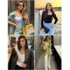 Ekouaer Womens 3 Pack Long Sleeve Shirts Square Neck Basic Ribbed Tops Tee Thermal Undershirts XS-XXL(Black/White/Blue)