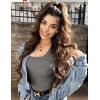 Ekouaer Womens 3 Pack Long Sleeve Shirts Square Neck Basic Ribbed Tops Tee Thermal Undershirts XS-XXL(Black/White/Light Grey)