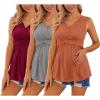Ekouaer Women’s Maternity Tank Tops 3 Packs Sleeveless Nursing Tops V Neck Breastfeeding Shirts Pregnancy Clothes(Caramel / Grey / Wine Red(3pcs))