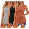 Ekouaer Women’s Maternity Tank Tops 3 Packs Sleeveless Nursing Tops V Neck Breastfeeding Shirts Pregnancy Clothes(Light Grey / Black / Caramel(3pcs))