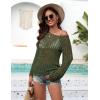 Ekouaer Womens Crochet Cover up Top Hollow Out Floral Beach Cover ups 2026 Summer Sweater Vacation Cruise Outfits S-2XL(Army Green)