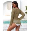 Ekouaer Womens Crochet Cover up Top Hollow Out Floral Beach Cover ups 2026 Summer Sweater Vacation Cruise Outfits S-2XL(Khaki)