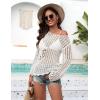 Ekouaer Womens Crochet Cover up Top Hollow Out Floral Beach Cover ups 2026 Summer Sweater Vacation Cruise Outfits S-2XL(White)