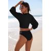 Ekouaer Women’s Swimsuit Cover Ups Tie Front Long Sleeve Top Kimono for Women Bikini Shirt Summer Cardigan(Black)