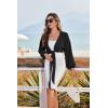 Ekouaer Women’s Swimsuit Cover Ups Tie Front Long Sleeve Top Kimono for Women Bikini Shirt Summer Cardigan(Black)
