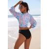 Ekouaer Women’s Swimsuit Cover Ups Tie Front Long Sleeve Top Kimono for Women Bikini Shirt Summer Cardigan(Color Printing)