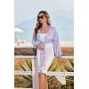 Ekouaer Women’s Swimsuit Cover Ups Tie Front Long Sleeve Top Kimono for Women Bikini Shirt Summer Cardigan(Color Printing)