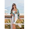 Ekouaer Women’s Swimsuit Cover Ups Tie Front Long Sleeve Top Kimono for Women Bikini Shirt Summer Cardigan(Green Leaves)