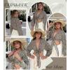 Ekouaer Women’s Swimsuit Cover Ups Tie Front Long Sleeve Top Kimono for Women Bikini Shirt Summer Cardigan(Leopard Print)