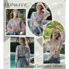 Ekouaer Women’s Swimsuit Cover Ups Tie Front Long Sleeve Top Kimono for Women Bikini Shirt Summer Cardigan(Multicolor Leaves)