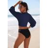 Ekouaer Women’s Swimsuit Cover Ups Tie Front Long Sleeve Top Kimono for Women Bikini Shirt Summer Cardigan(Navy Blue)