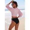 Ekouaer Women’s Swimsuit Cover Ups Tie Front Long Sleeve Top Kimono for Women Bikini Shirt Summer Cardigan(Pink)