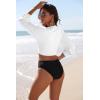 Ekouaer Women’s Swimsuit Cover Ups Tie Front Long Sleeve Top Kimono for Women Bikini Shirt Summer Cardigan(White)